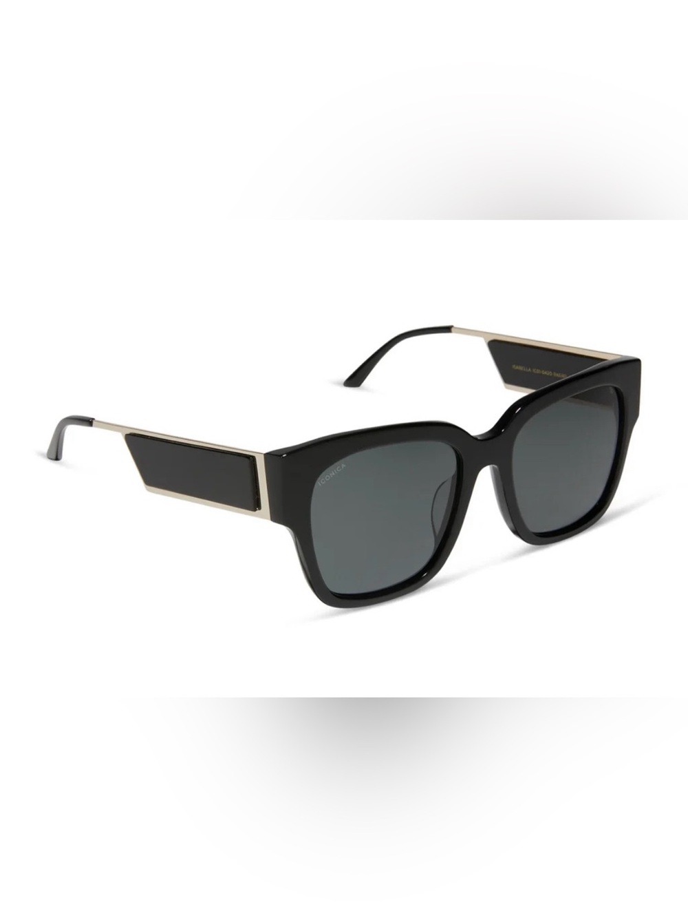 NIB Iconica Italy by DIFF Isabella Oversized Square Sunglasses Black Gold Made i